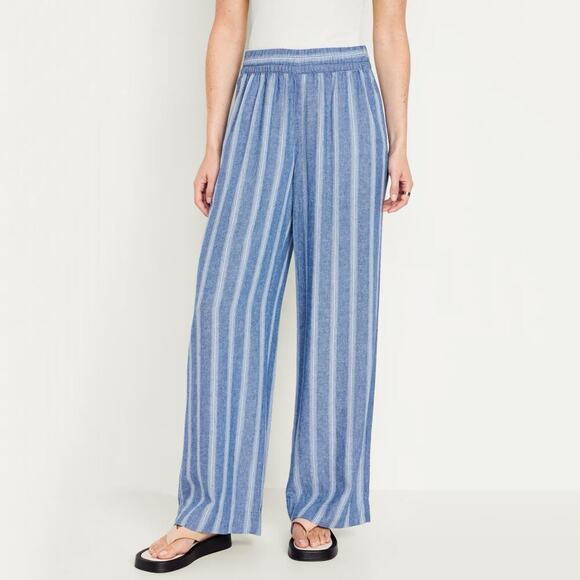Old Navy Striped Linen Blend Wide Leg Pants Sz XL - Picture 1 of 9